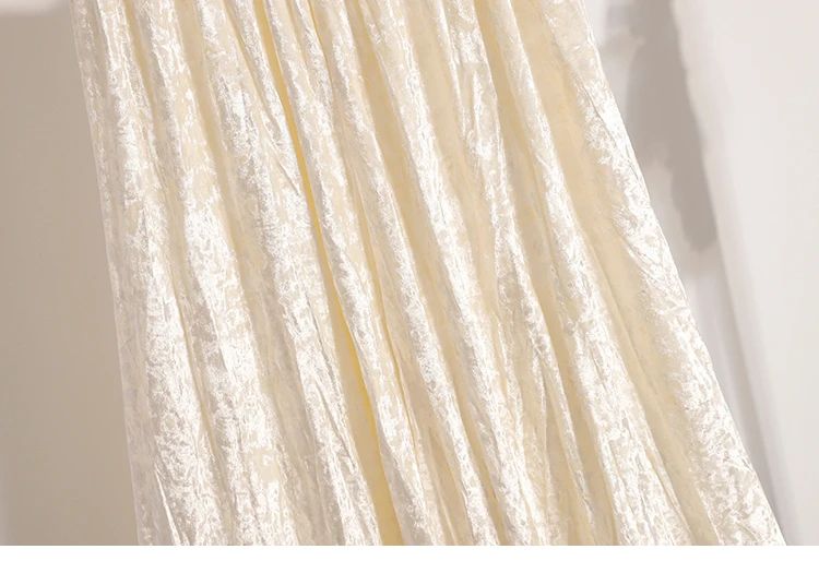 Autumn Winter Girls New A-line Velvet Skirt 2025 Plus Size Gold Velvet Half Pleated Skirt Solid Versatile High Waist Mid Skirt