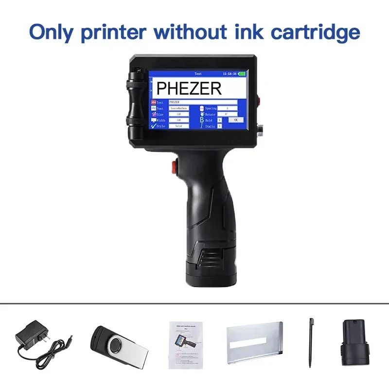 Phezer P15 12.7mm Label Printer QR Bar Batch Code Date Number Logo Expiry Date Handheld Inkjet Printer 28 Languages Portable