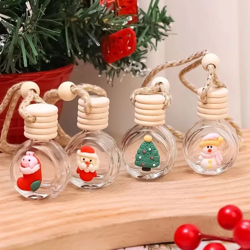 Pingente de Frasco de Perfume de 10ml Decoração de Espelho Retrovisor de Carro de Natal Frasco de Vidro Vazio Frasco de Óleo Essencial para Aromaterapia