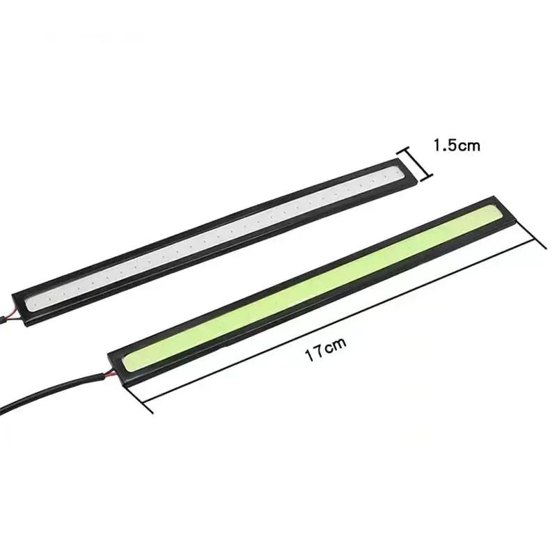 Duas luzes decorativas diurnas LED COB de motocicleta ultrafinas e ultrabrilhantes, luzes diurnas automáticas de baixa potência