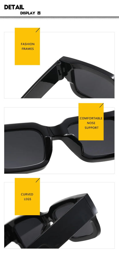 Retro Men Square Sunglasses For Women Vintage Luxury Rivet Designer Sun Glasses Fashion Arrow Shades UV400 Eyeglasses