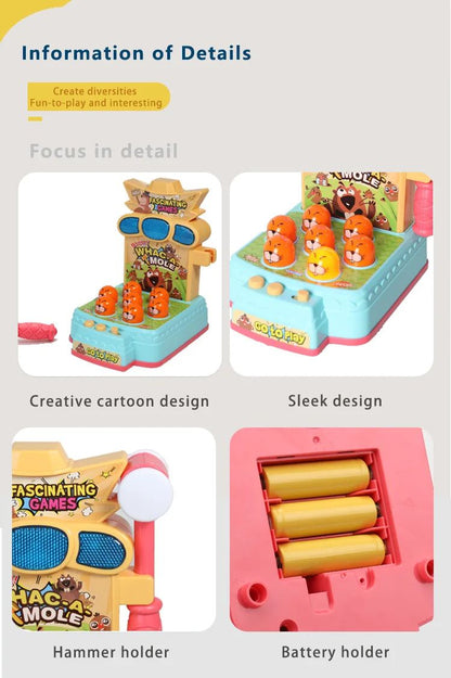 Console de Jogos Iluminador para Bebês de 2024, Brinquedo Elétrico de Bate-toupeira com Música Interativa para Educação Infantil