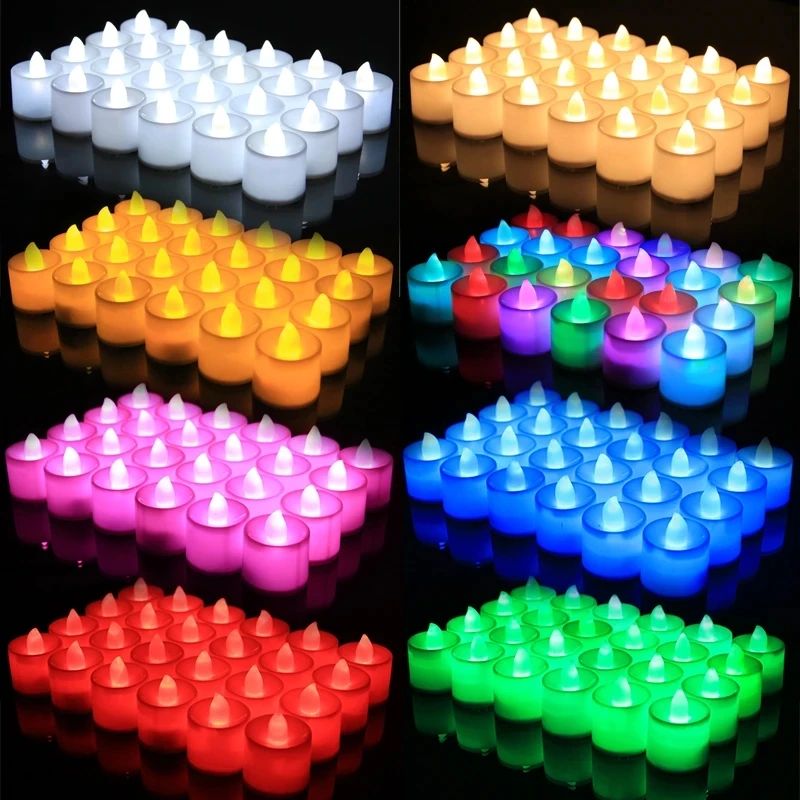 1/48PCS  LED Candle Battery-Power Tealight Flameless Fake Candle Light Christmas Wedding Birthday Wedding Romantic Decor Lamp