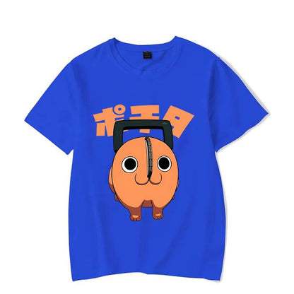 Fun Pochita Printed T-shirt Women's Loose Short Sleeve Round Neck Top Women's Casual Shirt T-shirt Anime T-shirt