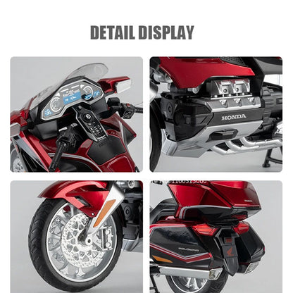 1:11 Honda Gold Wing GL800 2021 Modelos de Motos Carros Brinquedos Pneus de Borracha com Luz e Música Modelo em Miniatura Presentes para Crianças Pequenas