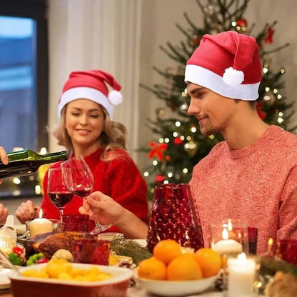 Chapéus de Natal Feliz Natal em Não-Tecido, Chapéus de Papai Noel para Adultos e Crianças, Bonés Vermelhos de Natal, Presentes de Decoração para Festa de Ano Novo Feminino e Masculino
