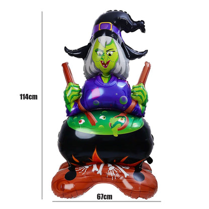 Halloween Party Giant Foil Balloons Inflatable Toys Decor Pumpkin Soldier Witch Ghost Skeleton Reaper Aluminum Standing Balloon