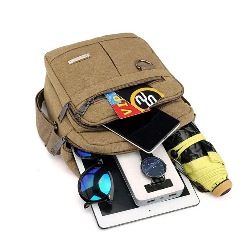 Canvas Shoulder Bag Men's New Korean Style Canvas Messenger Bag Outdoor Leisure Travel Portable Shoulder Bag Purse Handbag