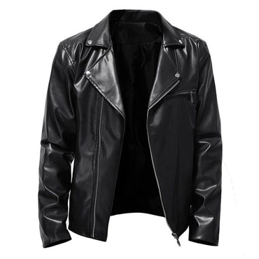 Fall and Winter New Men's Leather Jacket Fashion Handsome Lapel Motorcycle Leather Jacket Rock Punk Tops