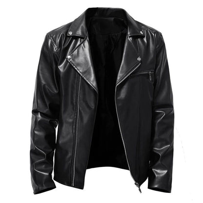 Fall and Winter New Men's Leather Jacket Fashion Handsome Lapel Motorcycle Leather Jacket Rock Punk Tops