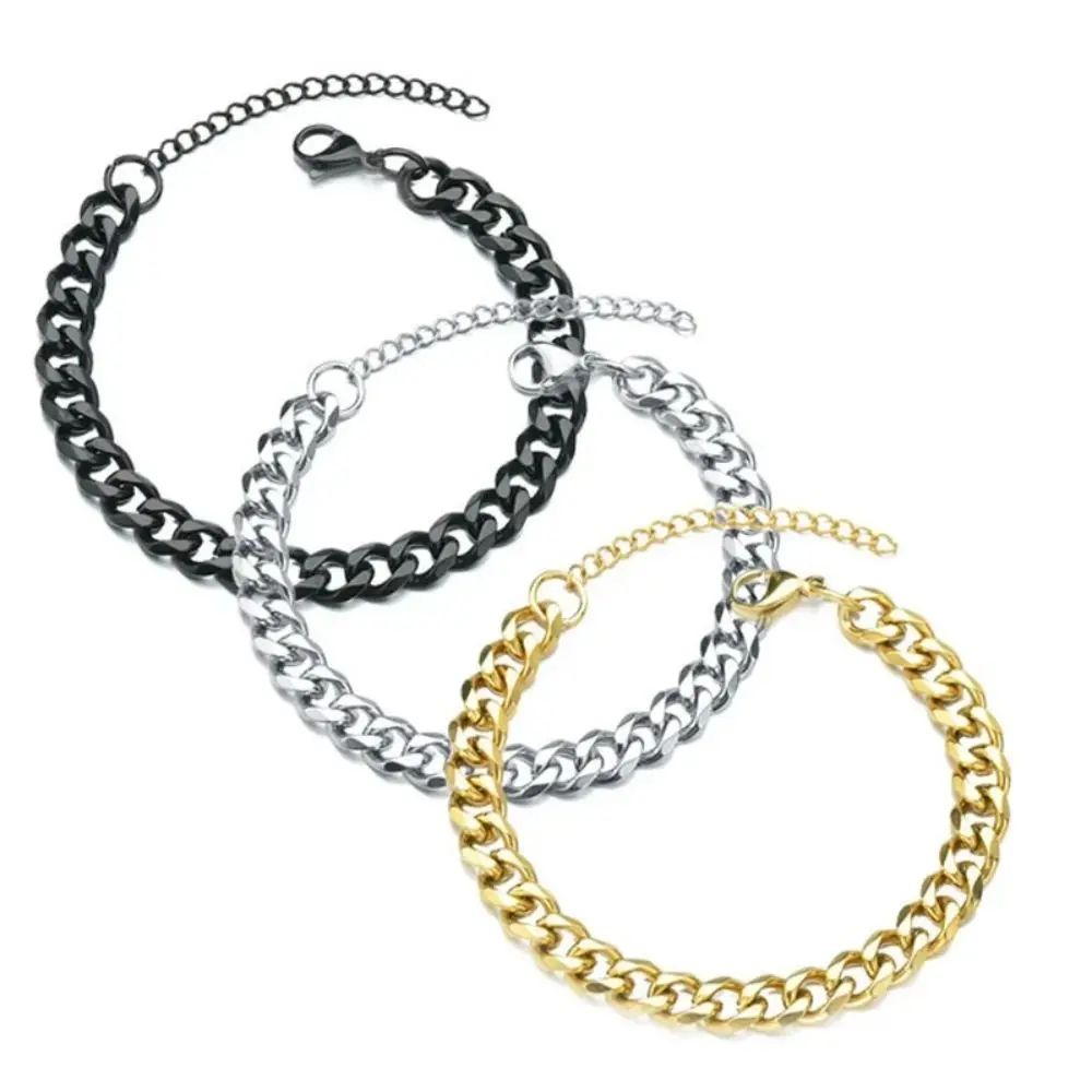 Nova Pulseira Masculina Corrente Cubana Moderna 3mm 5mm 7mm Clássica de Aço Inoxidável Para Homens Mulheres Joia Festa Presente