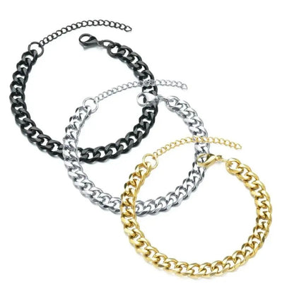 Nova Pulseira Masculina Corrente Cubana Moderna 3mm 5mm 7mm Clássica de Aço Inoxidável Para Homens Mulheres Joia Festa Presente