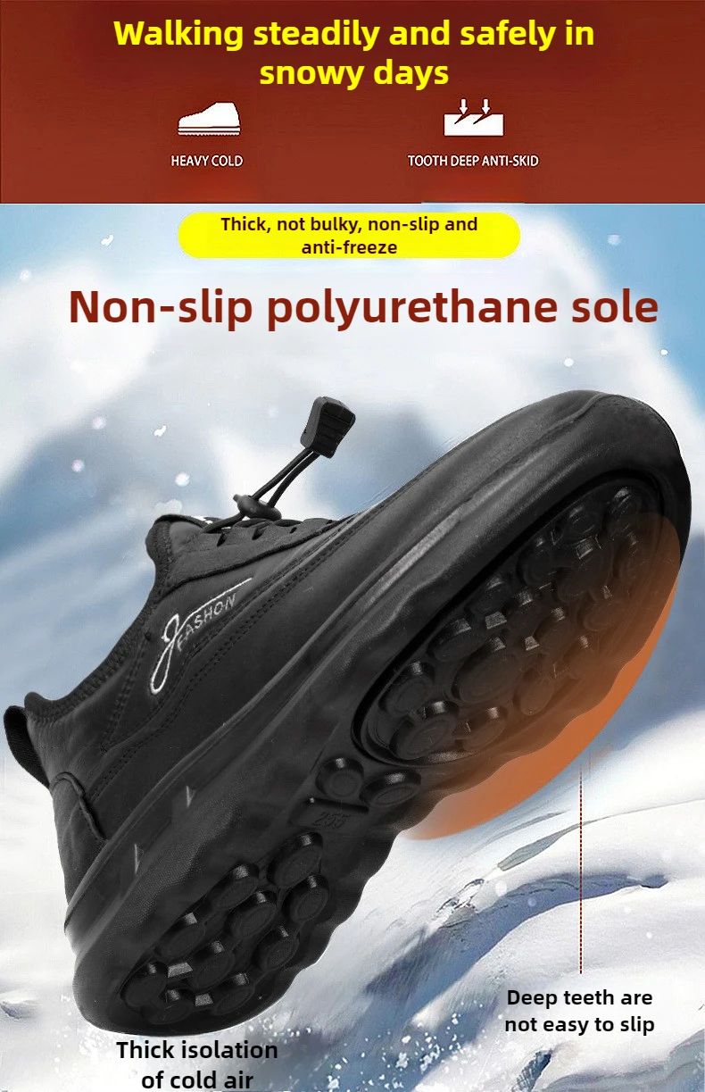 Winter Fashion Men's Shoes Warm Plush  Men's Black Waterproof Zapatillas Hombre Comfortable Men's Walking Shoes