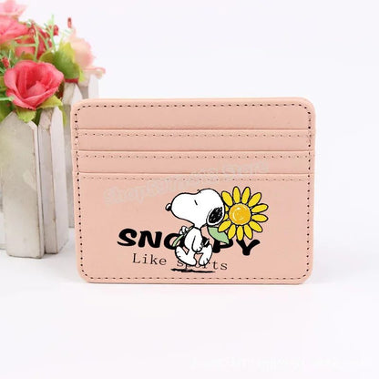 Snoopy Coin Purse Peanuts Anime Credit Card Holder Passport PU Wallet ID Cards Cover Case Bag Kids Men Woman Birthday Gift