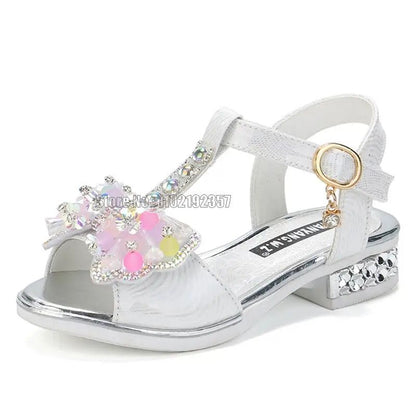 Girls Flat Heel Sandals Kids Girls Spring Summer Little Kids Princess Dress Bow Fashion Teenage Shoes