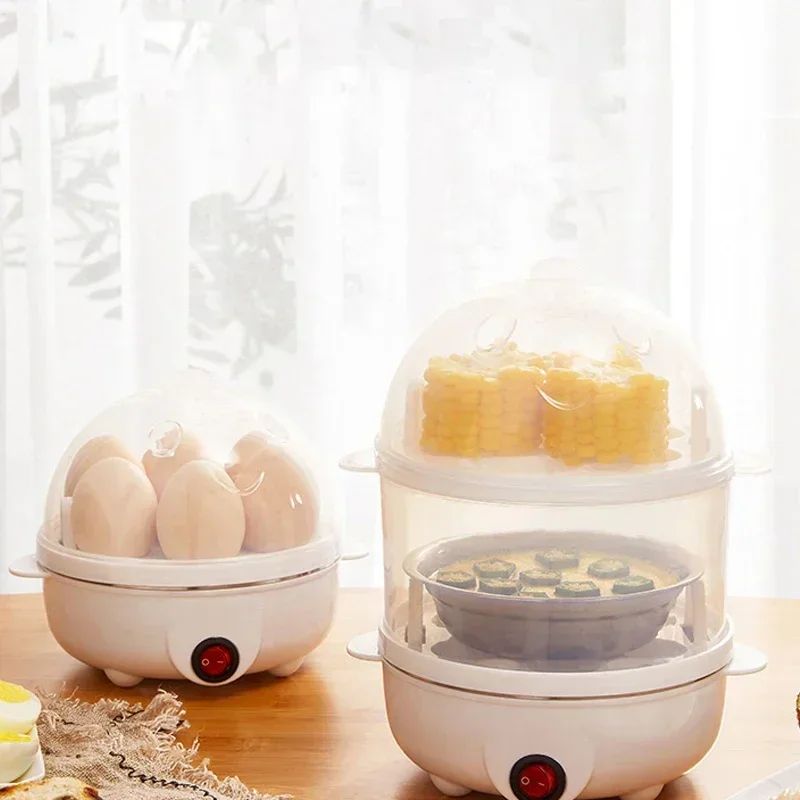 Caldeira de Ovo Elétrica Multifuncional Camadas Duplas Mini Vaporizador Escalfador Cozinha Cozinha Máquina de Café da Manhã máquina de café da manhã