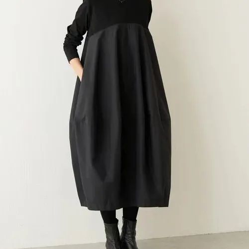 2023 Autumn/Winter New Arrival Japanese Korean Style Leisure Knit Long Sleeve Round Neck Dress Stock Available