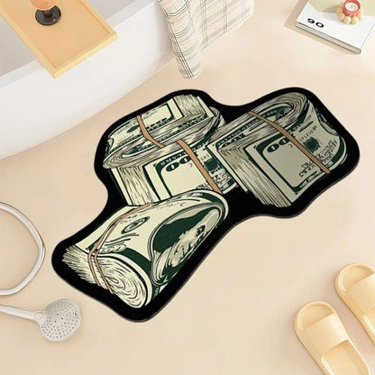 VIKAMA Upgraded Material Personalized Creative Dollar Simulated Money Carpet Living Room Bedroom Kitchen Bathroom Art Rug Mat