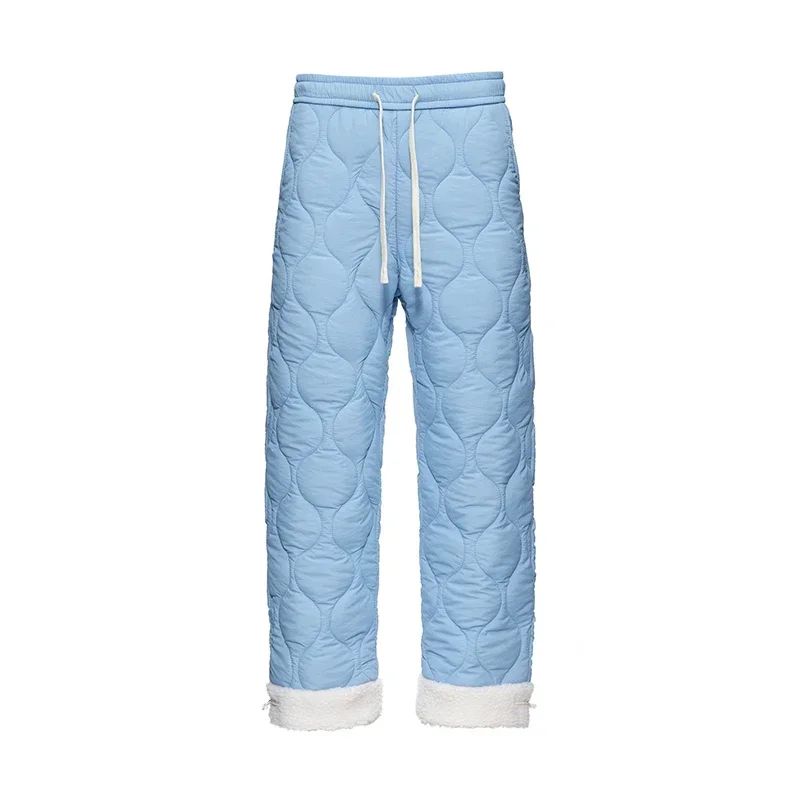 Calça de Neve Masculina, Marca de Moda, Grossa, À Prova de Vento, Quente, Veludo de Cordeiro, Calça Feminina Casual, À Prova de Frio, Acolchoada com Algodão e Penugem