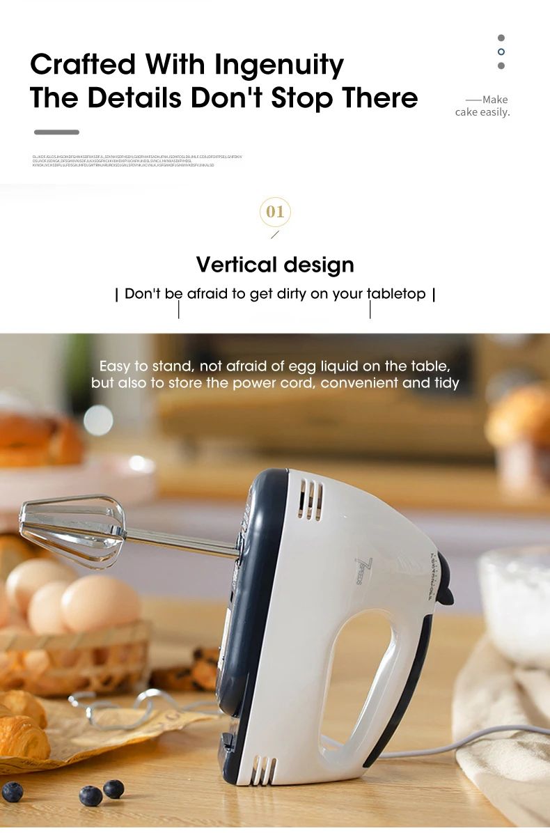 Handheld 7 Speed Automatic Electric Mixer Multi Functional for Food Egg Cream Cake Dough Mixing Baking Kitchen Home Use