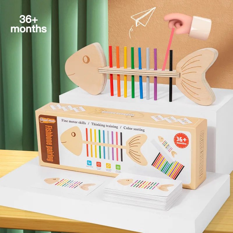 Montessori Fish Bone Matching Puzzle Toy Color Classification and Sensory Matching Game Children's Growth Gift Toy