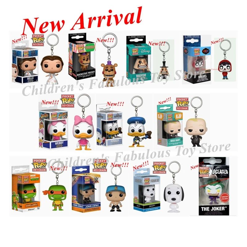 41 modelos Chegada Nova Chaveiros FUNKO POP Chaveiro Yoda Leia Boba Feit Minnie Katy batman Spidey Bruxa Mirio Bonecos de Ação