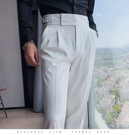 Calça Masculina Nadir Coffee Color Clássica Estilosa Paris Botão Prega Única Emagrece Suaviza Sua Silhueta Calça Social Casual