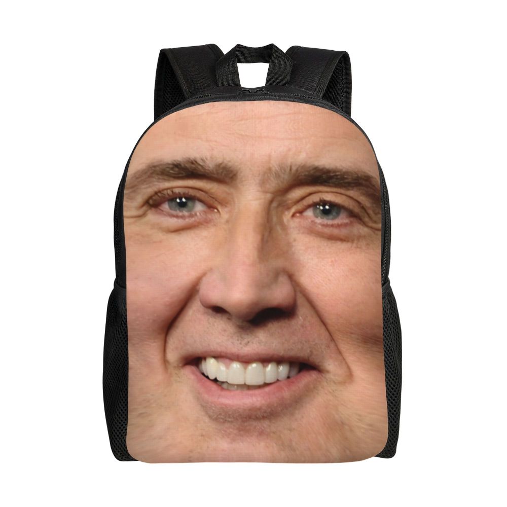 Custom Nicolas Cage Meme Laptop Backpack Women Men Basic Bookbag for College School Student Funny Bags
