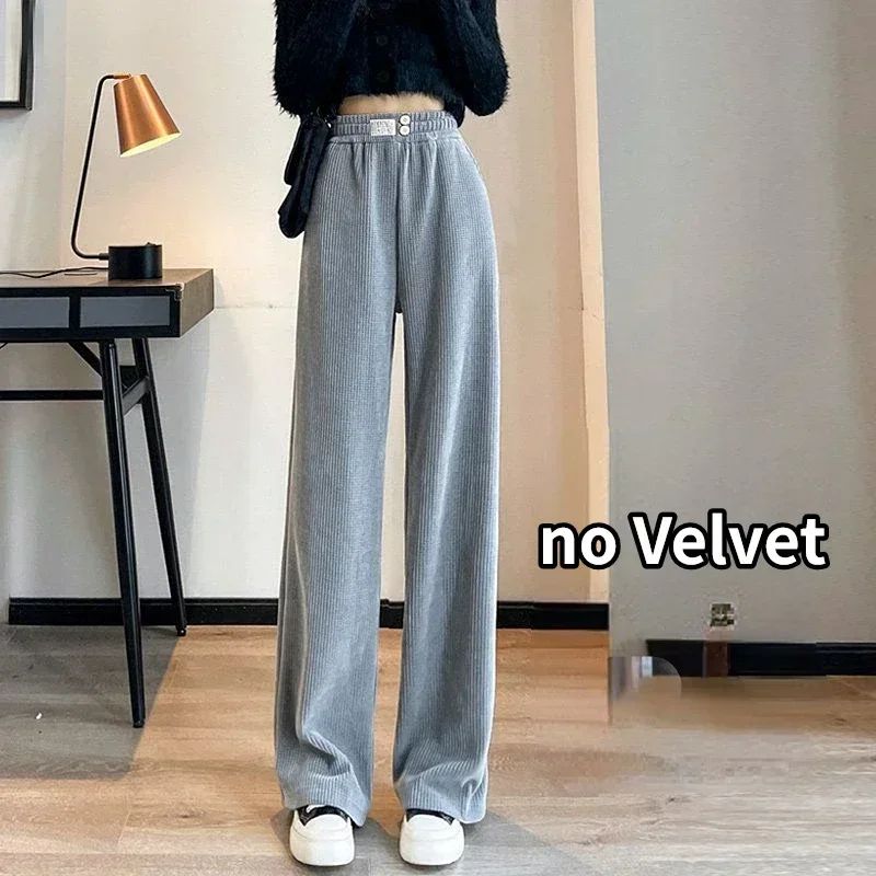 Pants Women Thickened Lamb Fleece Wide Leg Pants Plus Velvet Women's Autumn Winter Fashion Loose Pants Cashmere Casual Pants