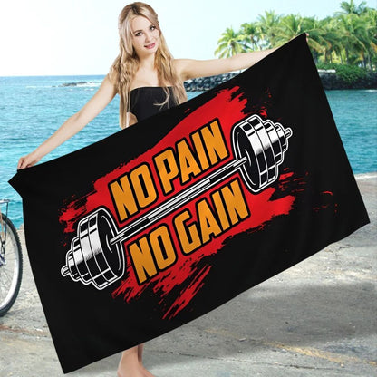 No Pain No Gain GYM Towel Microfiber Beach Towel Absorbent Quick dry Soft Yoga Swimming Resort Mountain Climbing Towel