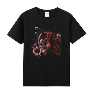 Summer Marvel Hero Deadpool cotton round neck short-sleeved men's T-shirt pure cotton breathable Y2K for men and women
