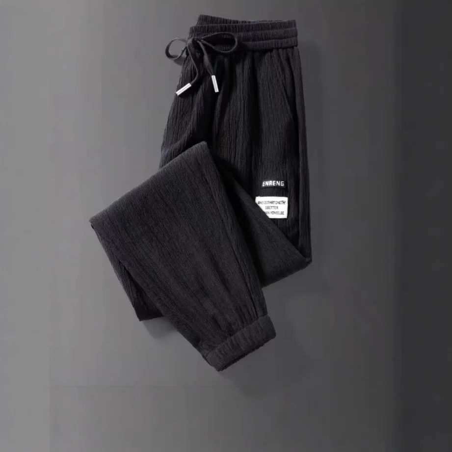 Summer Men's Thin Loose Sports Pants Breathable Casual Sweatpants Comfortable Wide Leg Harlan Nine Points Lightweight Trousers
