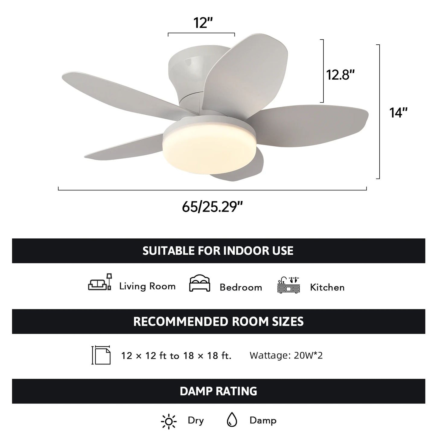Simple LED ceiling fan remote control light for 25 inch living room and bedroom multifunctional ceiling fans