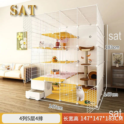 -Luxury Cat Cage Home Indoor Livingroom Balcony Cats Villa Super Large Free Space Kitten Pet House with Climbing Frame