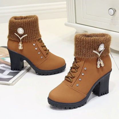 Women Boots Winter Designer High Heels Shoes for Women 2024 New Short Plush High Platform Ankle Boots Elegant Botas Mujer