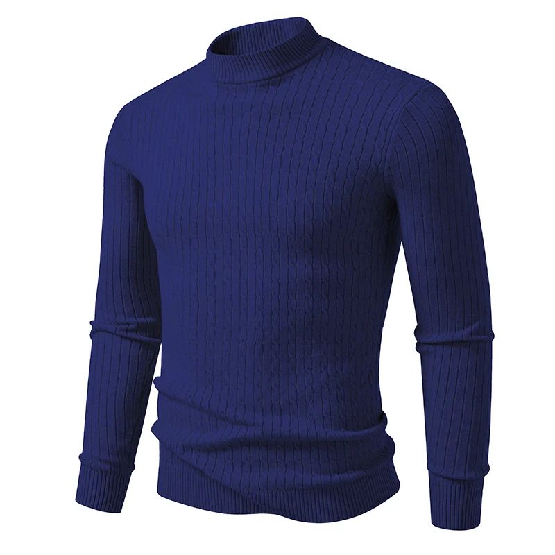 Animal Game Mens Mock Neck Pullover Casual Sweaters Outdoor Woolen Knitwear Twist Casual Sweater Knit Autumn Warm Coats