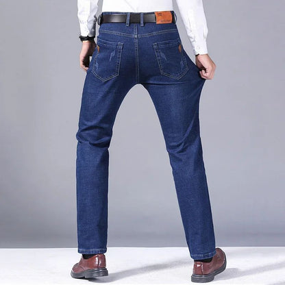 Calça Jeans Masculina de Marca de Luxo Stretch Reta Casual Slim Fit Jeans Masculino Design Clássico de Negócios Calça Tamanho Grande