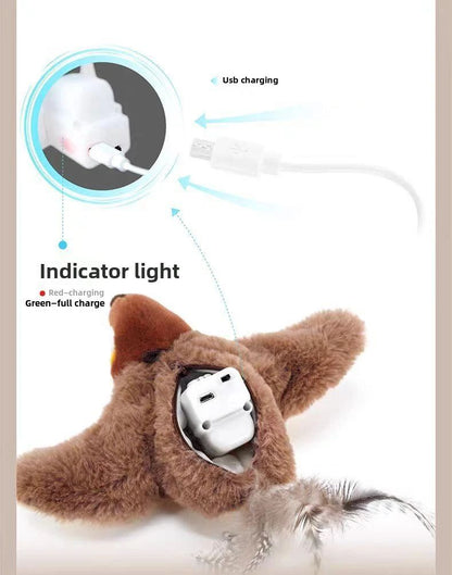 Brinquedo Interativo Hot Cat Catnip Elétrico Pássaro (com Catnip) Cães Gatos Brinquedo de Pelúcia Ranger Ativado por Toque USB Recarregável para Pets