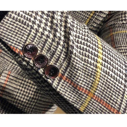 Spring plaid men's jacket British style wedding host business casual suit jacket men's formal  mens blazer Slim fit jacket