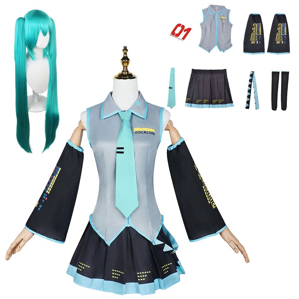 Anime Karakter Prestaties Kleding Hatsune Miku MIKU Anime Kleding Cosplay Kleding Rok Hetzelfde Pak Pruik Accessoires Halloween