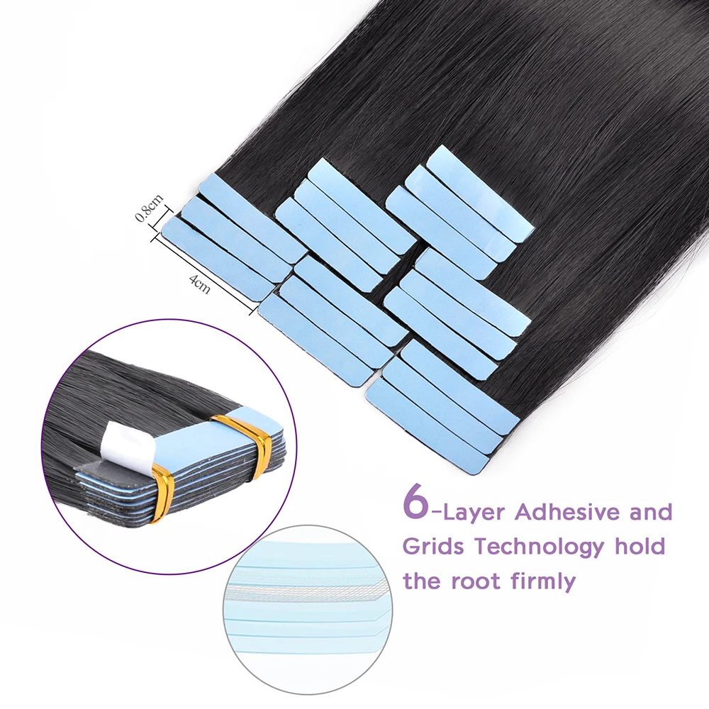 Straight Tape in Hair Extensions Natural Hair Extensions Mini Tape ins Invisible Seamless Blonde Silky Natural Tape ins For Wome