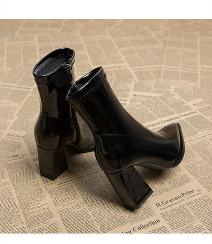 ankle boots fashion pointed square root temperament women's high heels zipper decoration luxury women's winter large size 35-42