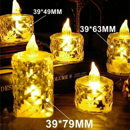 LED Crystal Candle Light with Battery Flameless Candle Light Electronic Night Lamp Dating Party Holiday Home Wedding Decoration