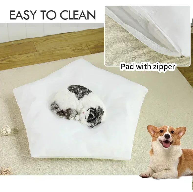 Tenda Tipi para Gatos e Cães, Portátil, Removível, Lavável, Casinha Interna para Filhotes com Almofada e Lousa, Cama para Gato