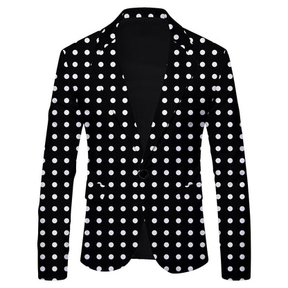 HOO 2025 New Men's Polka Dot Print Leisure blazer Jacket British Fashion Slim-Fitting   blazer    Pattern Customization