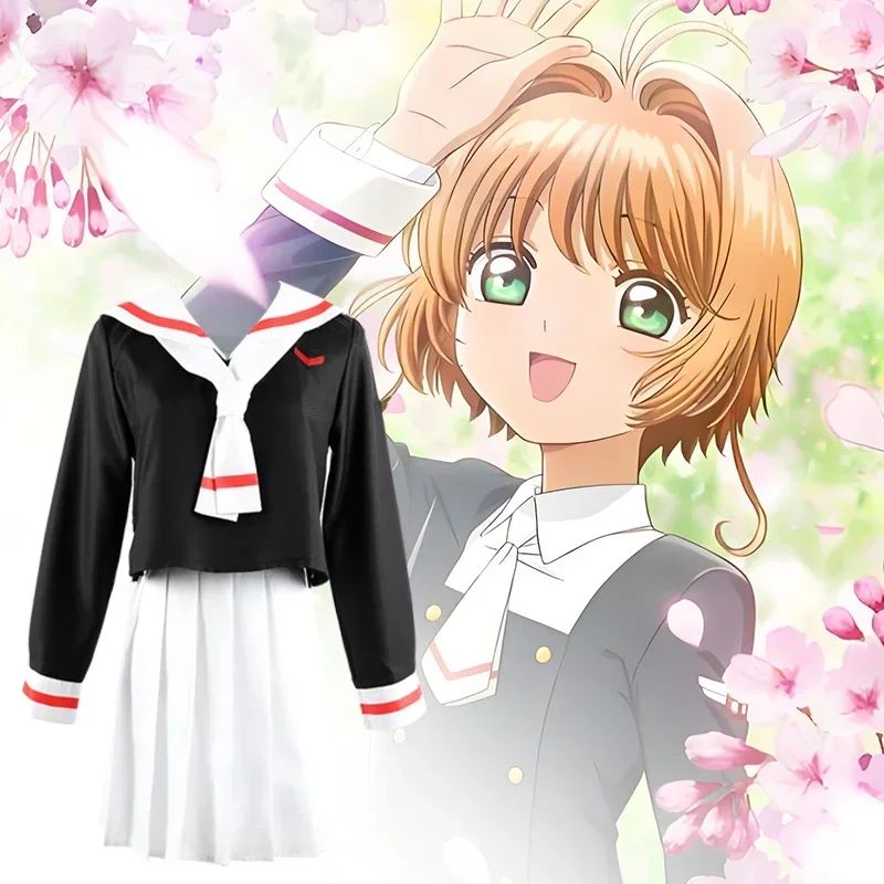 2026 Anime Cardcaptor Sakura Card Captor Kinomoto Sakura Li Syaoran Cosplay Costume School Uniform Man Woman Campus Sailor Suit