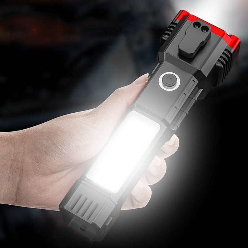 Led Flashlight with Safety Hammer Work Light Emergency Self-Rescue Broken Window Torch USB Rechargeable Tactical Light Lantern