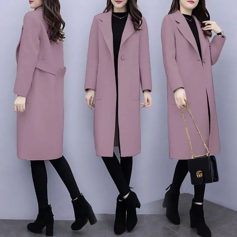 Fashionable Woolen Coat Women's Stylish Meticulous Korean Version Medium Length Autumn Winter New Style Polyester Fiber