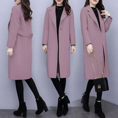 Fashionable Woolen Coat Women's Stylish Meticulous Korean Version Medium Length Autumn Winter New Style Polyester Fiber