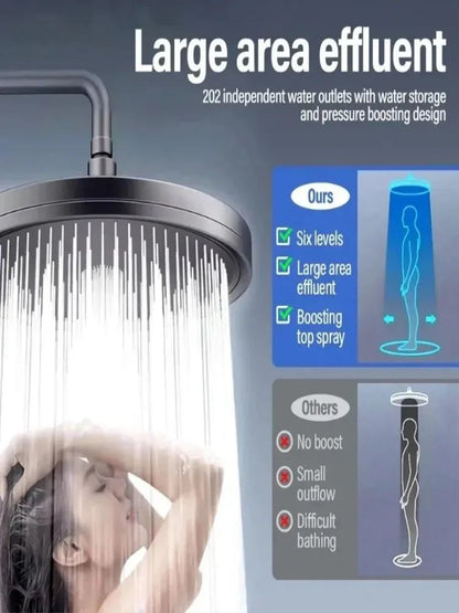 Nova Ducha de Grande Painel de 230mm, 6 Modos, Supercarga, Tipo Chuva, Alta Pressão, Torneira de Chuveiro Superior, Acessórios para Banheiro